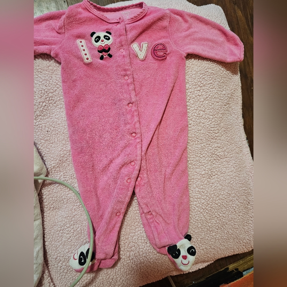 Carter's Pink Love Panda Footie